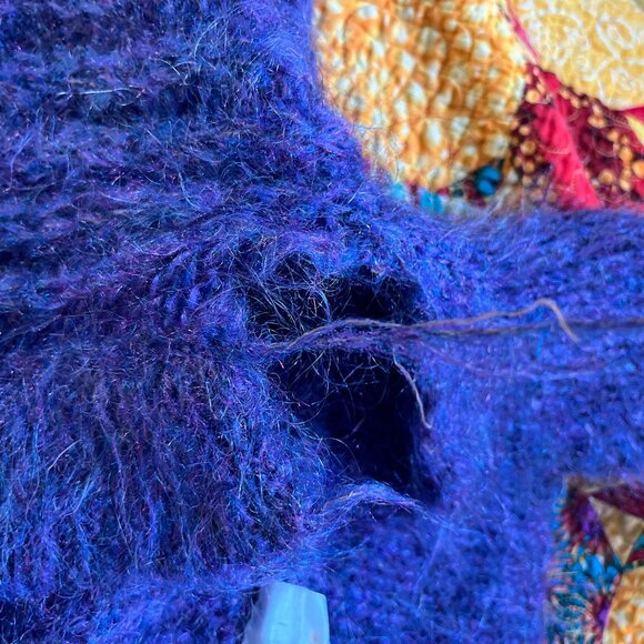 Vibrant Purple Mohair Cardigan Knit *Project Piece* for Darners - Picture 7 of 9